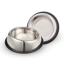 Beveled Dogs Bowl Stainless Steel Removable Rubber Ring Non-Slip Bottom Pet Feeder Bowl Water Dish For Dog Cat (size: 2 Pack Large(3.8Cup))