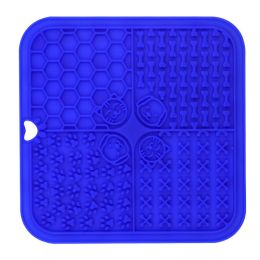 Silicone Pet Suction Cup Licking Pad Pet Placemat Silicone Licking Plate Pad (Option: 4quarters dark blue)