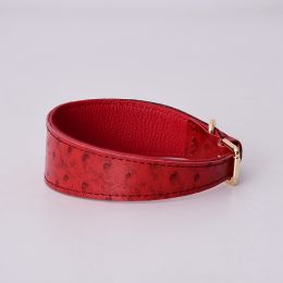 Dog Collar Small Medium Dog Leather Adjustable Dog Collar Shiba Inu Golden Fur Leather Collar (Option: Red-L)