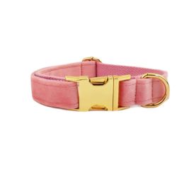 Pet Collar Dog Fabric Velvet (Option: Pink-Dog circle-XL)