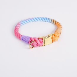 Woven Gradient Color Cotton String Dog Pet Traction Collar (Option: Collar Macaron-M Collar)