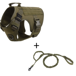 Outdoor Tactical Dog Vest With Leashes (Option: Green-XL)