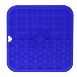 Silicone Pet Suction Cup Licking Pad Pet Placemat Silicone Licking Plate Pad (Option: 2minute grid dark blue)