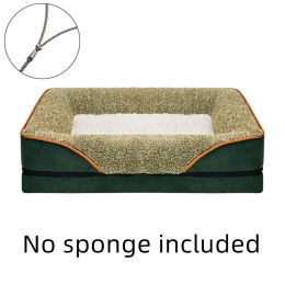 Pet Supplies Square Sofa Bed Dog Kennel Cat Litter Pet Pad (Option: Dark green white-L)