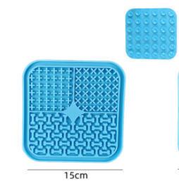 Sucker Slow Food Pad Shower Distracting Pet Pad Silicone Dog Licking Pad Slow Food Pad (Option: Blue-15cm-Square Bone)