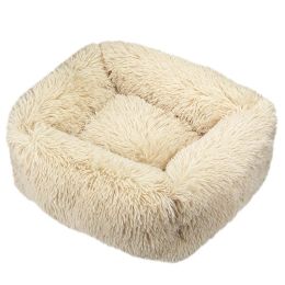 Winter Plush Pet Nest Square Mat (Option: Light Brown-XL)