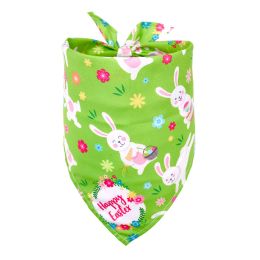 Easter Pet Triangle Scarf Dog Holiday Lip Towel (Option: Green bottom rabbit-M)