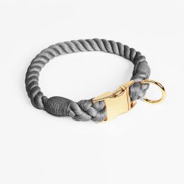 Woven Gradient Color Cotton String Dog Pet Traction Collar (Option: Collar Dark Gray-S Collar)