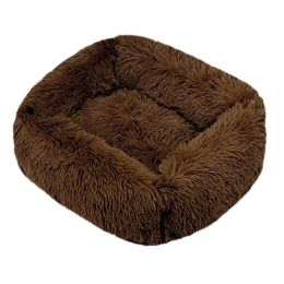 Winter Plush Pet Nest Square Mat (Option: Brown-XL)