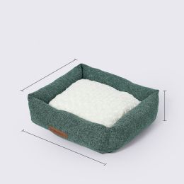 Pet Warm Plush Double-sided Detachable Bed Dog Kennel (Option: Cyan-L)