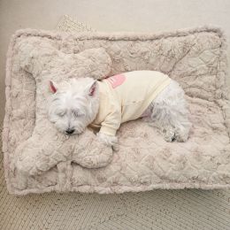 Little Rabbit Velvet Cloud Nest Deep Sleeping Dog (Option: Soy milk Milk tea-Square Nest Pillow-L)