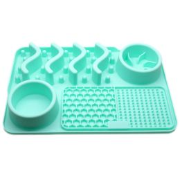 Multi-functional Pet Food Bowl Slow Food Dinner Basin Pad (Color: green)