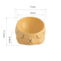 Ceramic Pet Bowl Cat Cartoon Creative (Option: Khaki-280ML)