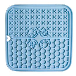 Silicone Pet Suction Cup Licking Pad Pet Placemat Silicone Licking Plate Pad (Option: 2grids sky blue)