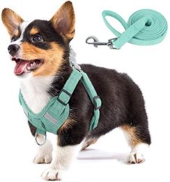 Velvet Dog Strap Reflective Breathable Dog Rope Pet (Option: Green-XXXS)