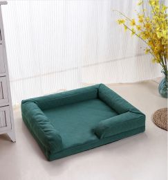 Kennel Pet Litter Sofa Bed Dog Mat Can Be Disassembled And Washed (Option: 75x60cm-Green-No towel)