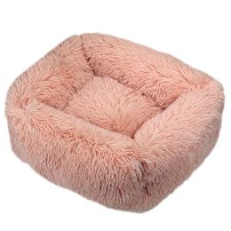 Winter Plush Pet Nest Square Mat (Option: Skin pink-2XL)