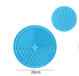 Sucker Slow Food Pad Shower Distracting Pet Pad Silicone Dog Licking Pad Slow Food Pad (Option: Blue-20cm-Honeycomb)