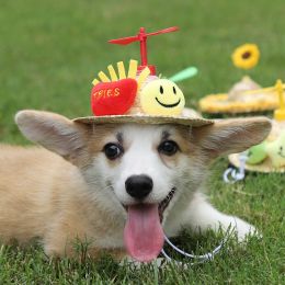 Pet Cute Hat Headwear Decorative Puppy Pet Supplies (Option: French fries smiley face-M)