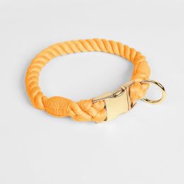 Woven Gradient Color Cotton String Dog Pet Traction Collar (Option: Collar Orange-S Collar)