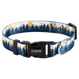 Digital Printing Adjustable Pet Collar (Option: Yellow Pine-M)