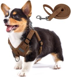 Velvet Dog Strap Reflective Breathable Dog Rope Pet (Option: Brown-XXS)