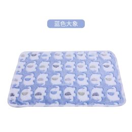 Pet Blanket Dogs And Cats Flannel Blanket Autumn And Winter Warm Blanket Floor Mat (Option: Blue Elephant Blanket-76 52cm)