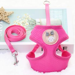 Spring And Summer Vest Dog Small Dog Pomeranian Breathable Chest Strap (Option: Rose Red-M)