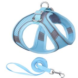 Vest-style Pet Harness Reflective Breathable Dog Hand Holding Rope Leash (Option: Blue-XS)