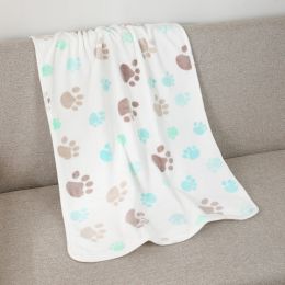 Pet Blanket Dogs And Cats Flannel Blanket Autumn And Winter Warm Blanket Floor Mat (Option: Beige Large Dog's Paw Blanket-104 76cm)